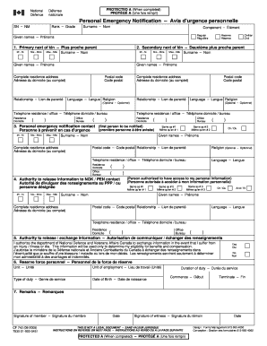 Personal Emergency Notification Form