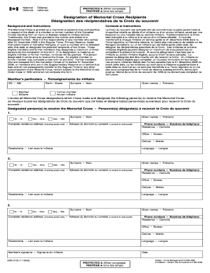 Canadian Memorial Cross Designation Form