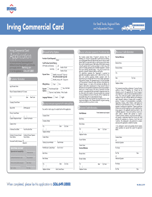 Irving Commercial Card Application