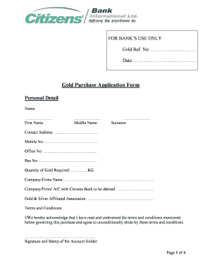 Gold Purchase Application Form