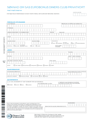 Application for SAS EuroBonus Diners Club Private Card