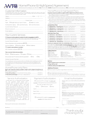 WTC HomePhone & HighSpeed Service Agreement