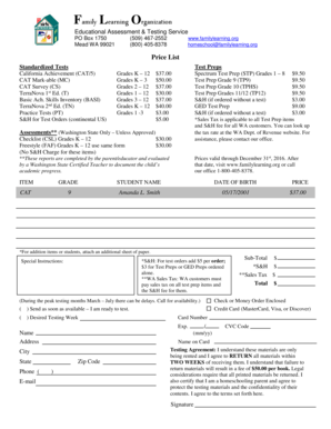 Order form - Family Learning Organization - familylearning