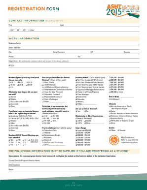 ASHT Annual Meeting Registration Form