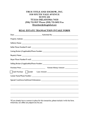 Real Estate Transaction Intake Form