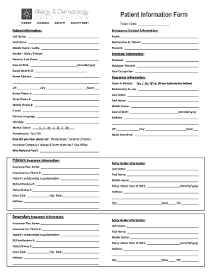 Patient Information and Medical History Form