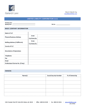 Limited Liability Corporation (LLC) Formation Document