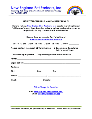 New England Pet Partners Donation Form
