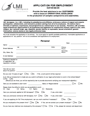 LMI Aerospace Employment Application