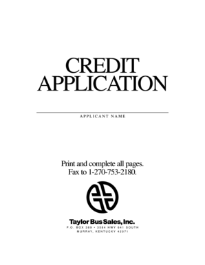 Dwain Taylor Companies Credit Application