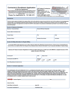 US Federal Contractor Registration Application
