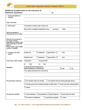 Electronic Equipment Insurance Proposal Form - WALAA