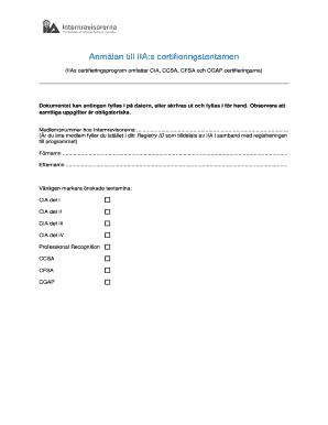 IIA Certification Exam Application