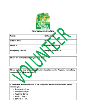 Volunteer Application Form