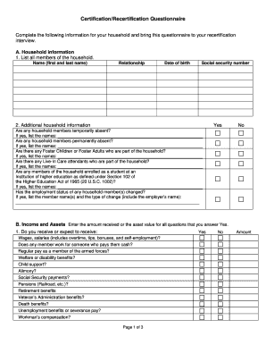 Recertification Questionnaire