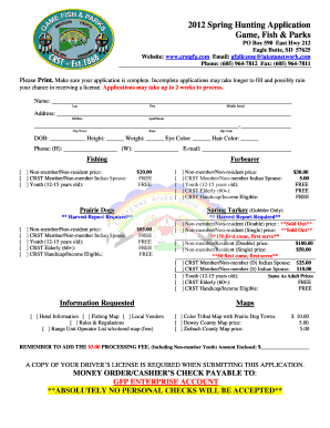2012 Spring Hunting Application