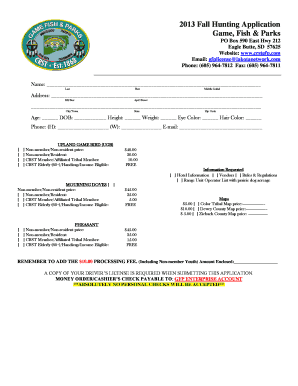2013 Fall Hunting Application