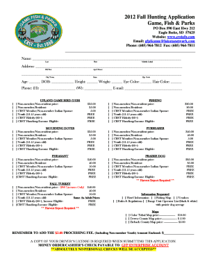 2012 Fall Hunting Application