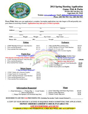 2013 Spring Hunting Application