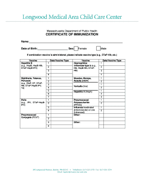 Massachusetts Immunization Certificate