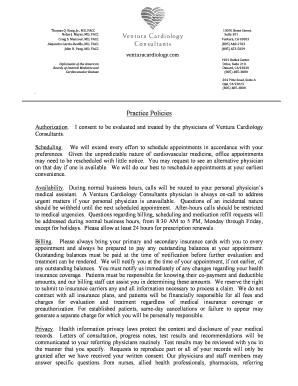 Ventura Cardiology Consultants Patient Consent Form