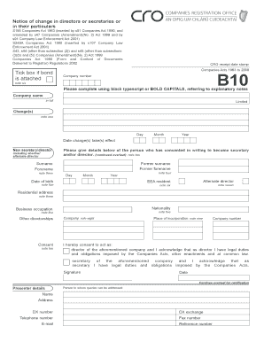 Notice of Change in Directors or Secretaries