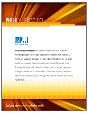Fillable Online pmi PMI MEMBER RESOURCES - Project Management Institute ...