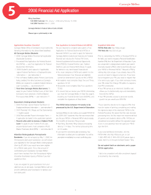 2006 Carnegie Mellon Financial Aid Application