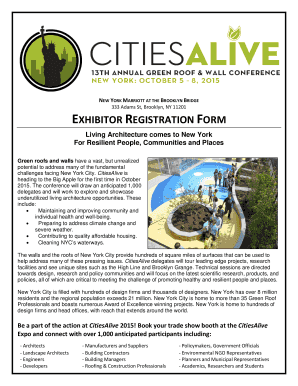 Architecture logbook sample - Exhibitor registration form - CitiesAlive - citiesalive