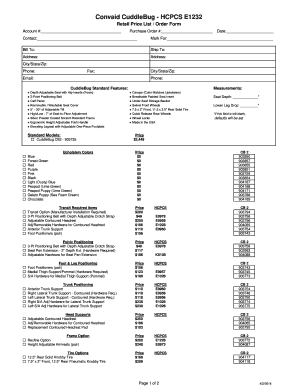 Convaid CuddleBug Order Form