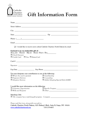 Catholic Charities North Dakota Gift Form