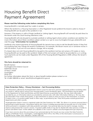 Housing Benefit Direct Payment Agreement
