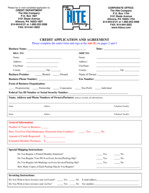 Credit Application and Agreement