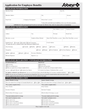 Application for Employee Benefits