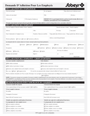 Demande D’Adhésion Pour Les Employés