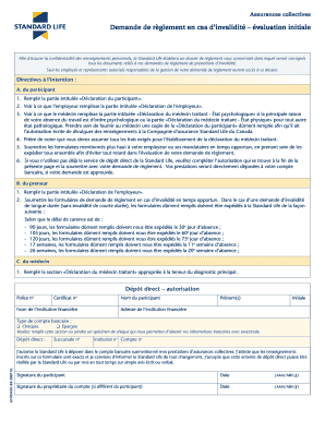 Demande de règlement en cas d’invalidité