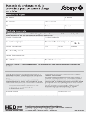 Demande de prolongation de la couverture pour personne à charge