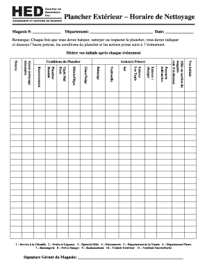 Plancher Extérieur – Horaire de Nettoyage