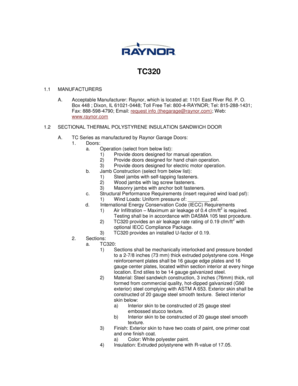 TC320 Garage Door Specification Form