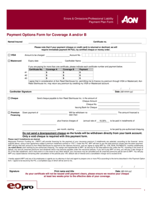 Errors & Omissions Payment Plan Form