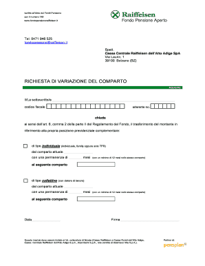 RICHIESTA DI VARIAZIONE DEL COMPARTO
