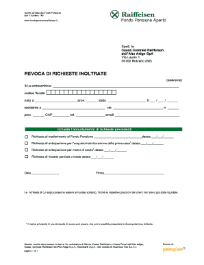 Modulo di revoca di richieste