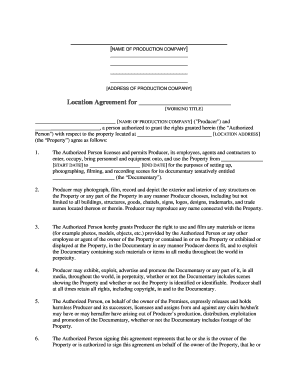 Location Agreement for Filming