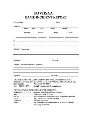 Game Incident Report Form