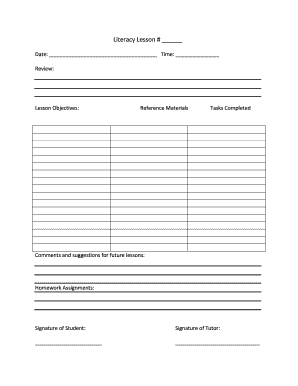 Literacy Lesson Plan Template