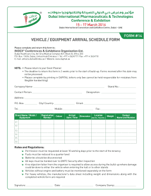 Training planner excel template - FORM 14 VEHICLE EQUIPMENT ARRIVAL SCHEDULE FORM - DUPHAT