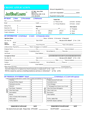 Boat Loan Credit Application