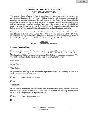 Limited Liability Company Information Form