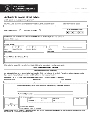 New Zealand Direct Debit Authorization Form