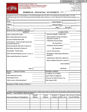 Personal Financial Statement for Loan Application